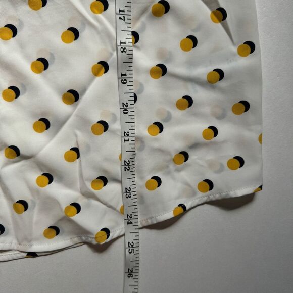Boden Yellow Shadow Polka Dot Long Sleeve White Blouse Size 6 - Picture 5 of 6